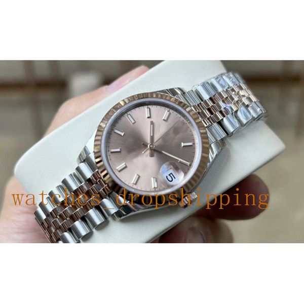 Смотреть для женщин V5 Super Quality 31 мм 278271 Механическое автоматическое розовое золото Двухцветные часовые полосы нержавеющей шейки сапфировые стеклянные юбилейные дамы, наручные часы