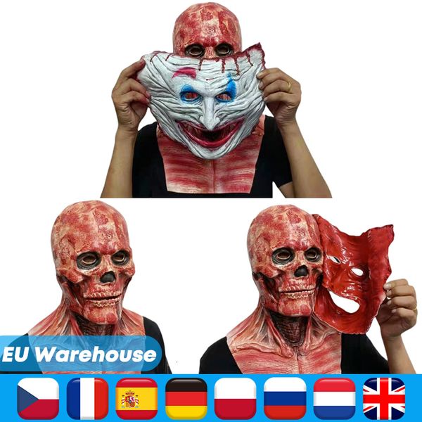 Partymasken Horror Halloween Erwachsene Lächeln Dämon Geist Gruselig Böse Dämonenmaske Kostüm Dual Cosplay lokales Lager 221202