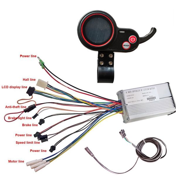 Controlador de onda senoidal do motor dc display lcd 36v48v500w-1000w22a 6mos para bicicleta elétrica scooter velocidade acessórios da bicicleta