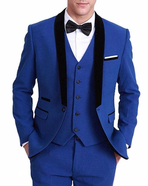 Costumes pour hommes Blazers Dernières trois pièces manteau pantalon conceptions costume de marié bleu royal Slim Fit smokings formel mariage Blazer veste pantalon gilet 221202