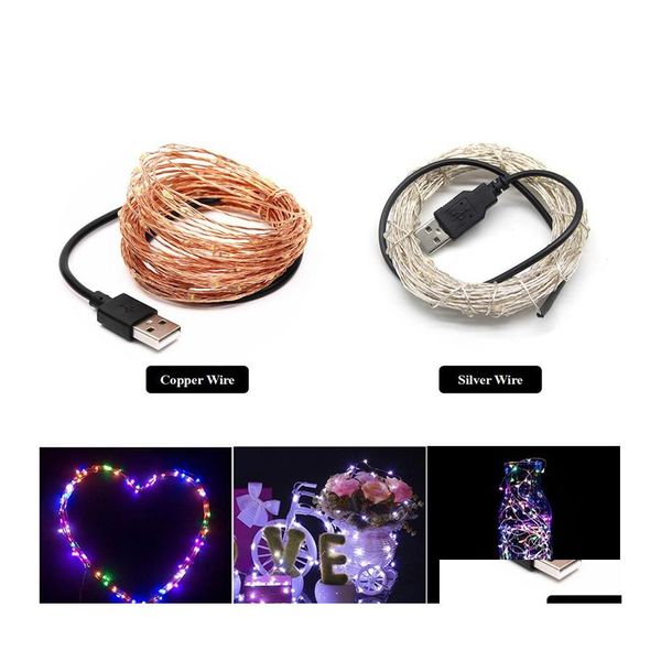 Led Strings USB Led String Licht 10M 100Leds Splitter Lange Lebensdauer 5V Weihnachten Urlaub Hochzeit Party decor Festival Fee Lampe Drop Deli Otood