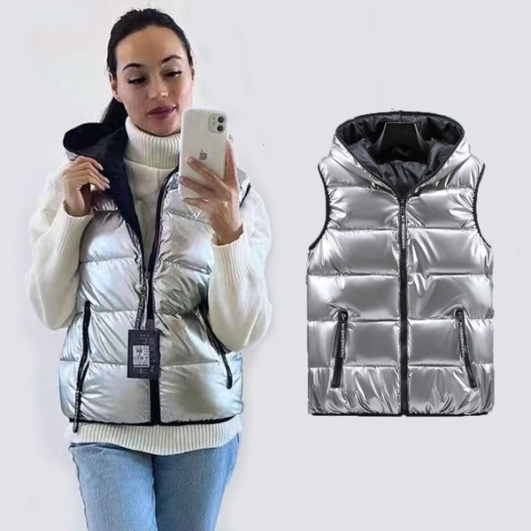 Coletes femininos coletes com capuz de inverno feminino algod￣o acolchoado sem mangas Parkas casaco casual mass ￠ prova d'￡gua coletes quentes mais tamanho 221202