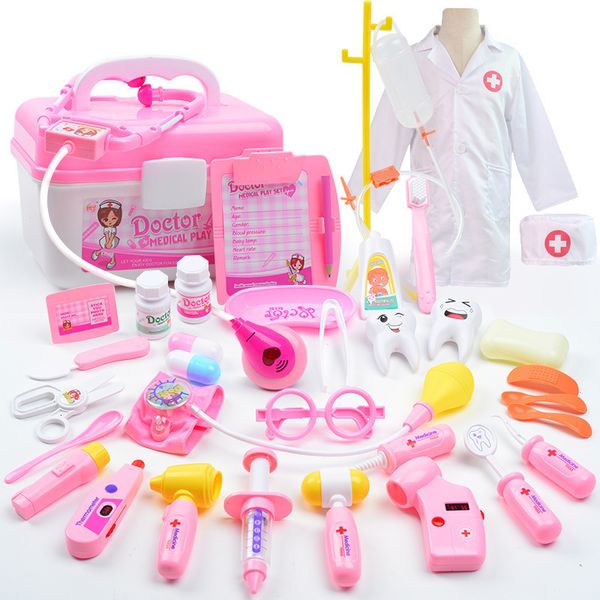 Cozinhas Jogue Toys de comida Conjunto de Doutor para Crianças 2649pcs Ferramenta de mala Ferramenta de enfermagem Fingir Kit Simulação Injeção Medicina Toy Presente 221202