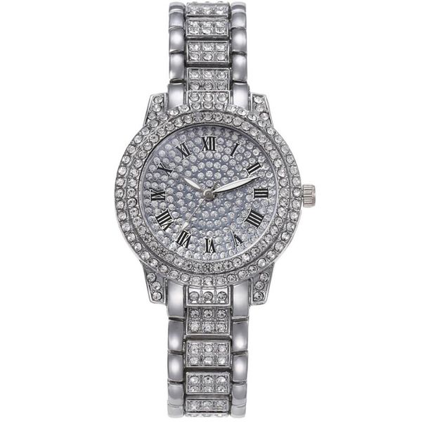 Full Diamond Steel Belt Ladies Watch Roman Face Star