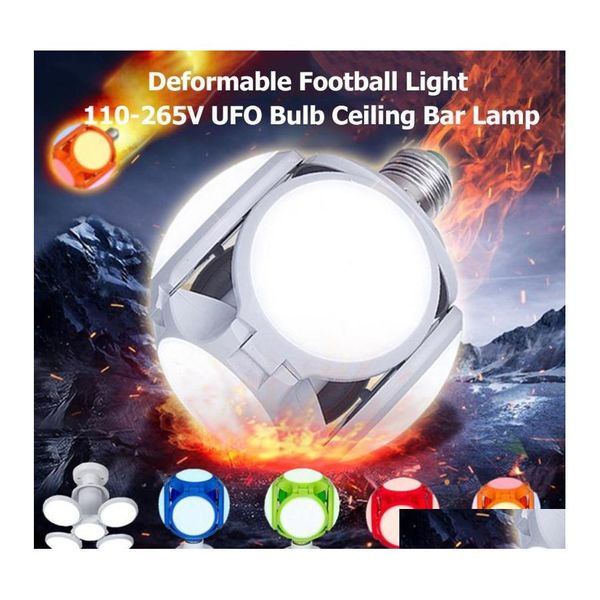 Lampadine Led E27 Led Pieghevoli Bbs Ac85265V 30W 5 Leaf 120Led Calcio Ufo Bb 360 Gradi Alta Luminosità Illuminazione Per Soffitto Sala Bar Otqez