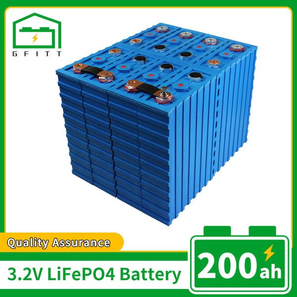 Nuova batteria 3.2V Lifepo4 200Ah 8PCS Plastica 2000 cicli Batteria ricaricabile fai-da-te per celle solari RV EV Barche EU US TAX FREE