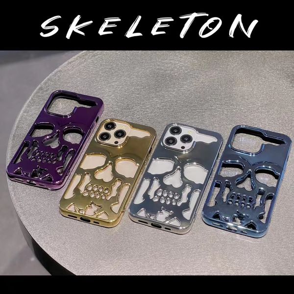 Роскошные чехлы для сотового телефона для iPhone 11 11pro max 13 12 14 Pro Max Hollow Skull Skelet