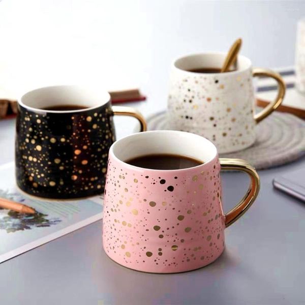 Tassen Europa Kreative Keramik Kaffeetasse Milch Tasse Trinkgeschirr Sternenhimmel Muster Teetasse Einfache Frühstückstassen Schönes Geschenk