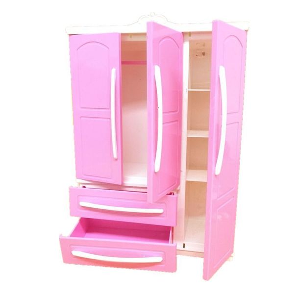 Cucine Play Food Guardaroba moderno a tre ante rosa Set da gioco per mobili Barbi Può mettere scarpe Vestiti Accessori con specchio per ragazze Giocattoli 221202