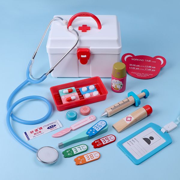 Le cucine giocano con il cibo per bambini Fingono i giocattoli del dottore Simulazione di legno Cassetta dei medicinali Set per kit di sviluppo di interessi per bambini 221202