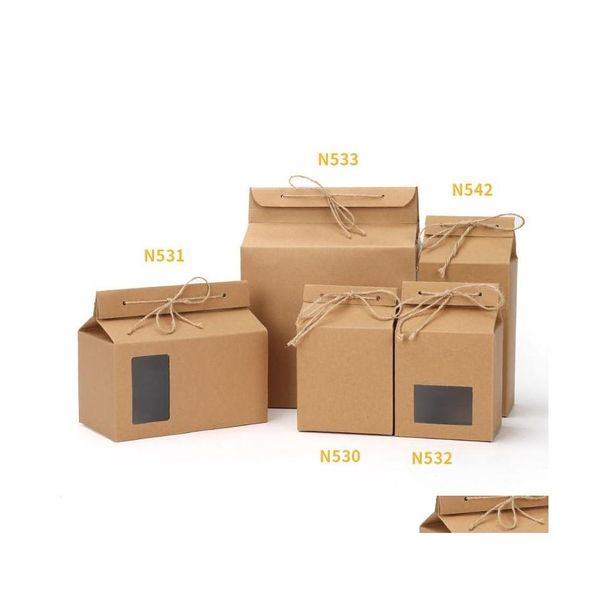 Bolsas de embalagem embalagem de ch￡ caixa papel￣o kraft papel de alimento dobrado armazenamento de recipientes de porca de p￩ de embalagem embrulhando gotas de gotas Deliv DHCHB