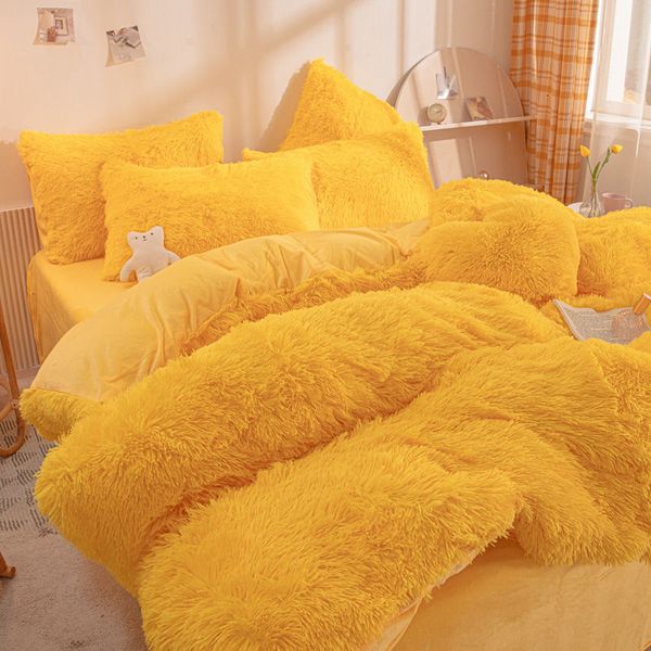 Bedding Sets Luxury 1pcs Super Shaggy Soft Coral Fleece Warm Cozy Cilt Capa Mink Velvet Duvet Setting Planta de colaboração 221206