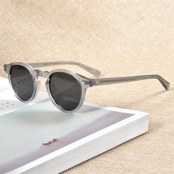 Sonnenbrille OV5186 Handgemachte Designer Männer Frauen Vintage Polarisierte Gregory Peck Retro Runde Sonnenbrille