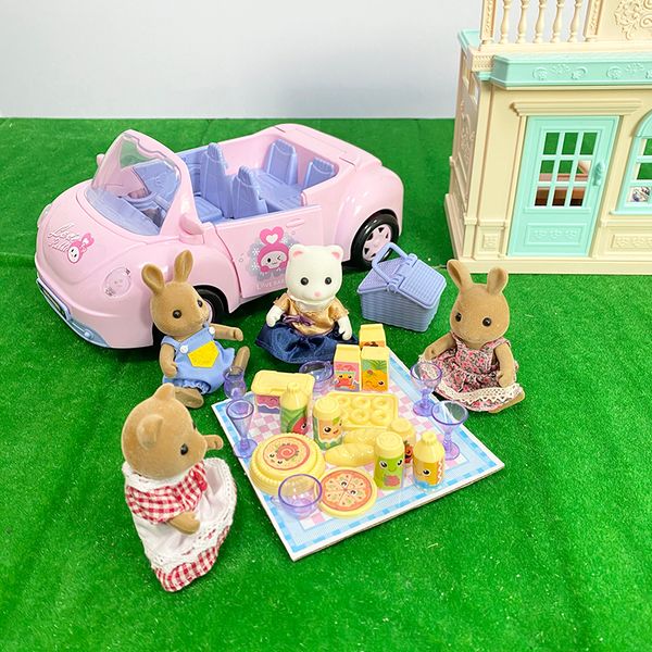 Küchen Spielen Lebensmittel Simulation Picknick Auto Haus Spielzeug Schiebe Cabrio Auto Kaninchen Familie Picknick Korb Mädchen Geschenke Kinder Geburtstag 221202