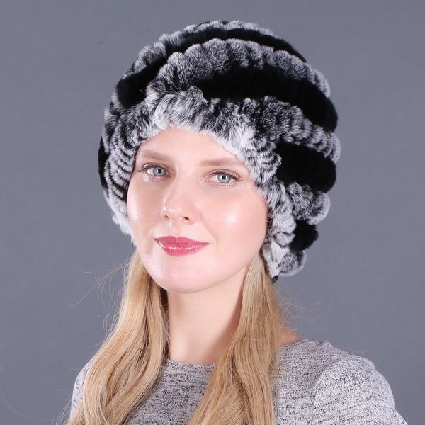 Moda de moda feminina chapéu de coelho duplo malha quente Viagem de inverno Tourist Ski Cap Rex Hair Winter Mulher Mulher Múltipla Cores