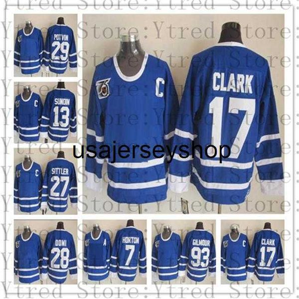 1991 Vintage 75th #17 Wendel Clark CCM Hokey Jersey Mats Sundin 29 Felix Potvin 7 Tim Horton Tie Domi Darryl Sittler Doug Gilmour Retro Jer