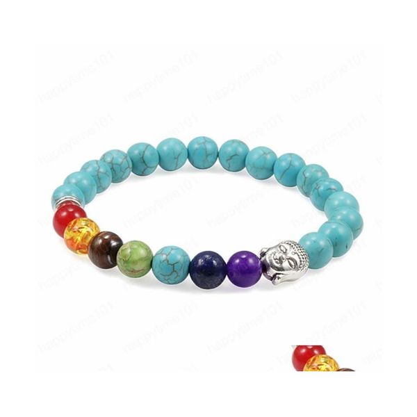 Perlen Herren Buddha Armband Natürlicher Lavastein Tigerauge Holzperlen Armbänder 7 Chakra Heilung Gebet Yoga Frauen Schmuck Drop Del Dhlxg