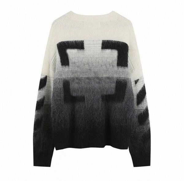 Kış Tasarımcıları Sweater Erkek Kadın Okları Renk Gradyan Kazak Hoodie Kıdemli Klasik Çok Boyunca Yuvarlak Yuvarlak Boyun Sonbahar Kış Sıcak Tutun Üst S7BO#