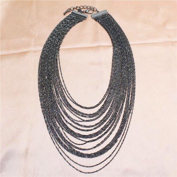 Catene Big Multilayer Statement Black Bohemian Collana per donna Donna Wedding Party Vintage Collane lunghe Pendenti Gioielli