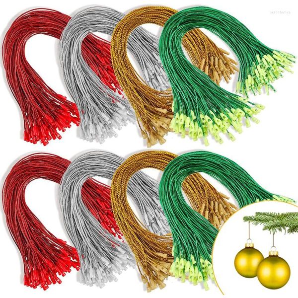 Decorações de Natal 100pcs corda fibra de fibra de corda de cordão lanyard lanyard line natal árvore bola de penteado pendente ornamento tag rótulo decoração