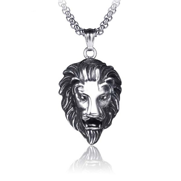 Скульптура кельтская льва головка подвесной ожерелье из нержавеющей стали ожерелья цепь Женщина мужчина хип -хоп мода Чистые украшения