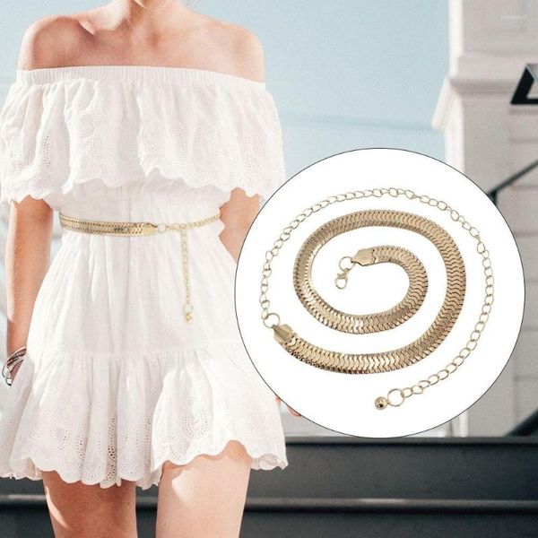 Gürtel Frauen Luxus Design Einfache Party Hosen Kleid Taille Strap Metall Bund Gold Kette Gürtel