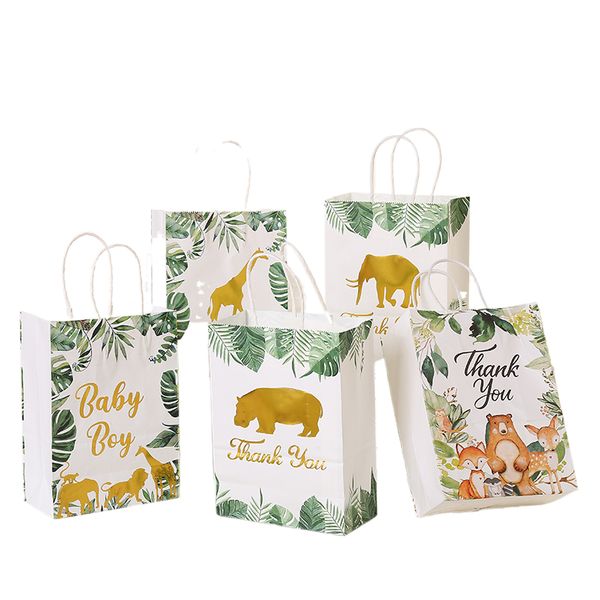 Confezione regalo 6 pezzi / set Jungle Safari Animal Zoo Sacchetti di carta per la festa di compleanno Candy Forniture per baby shower TC095 221202