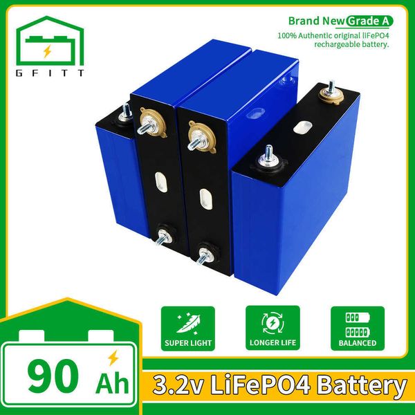 Brandneue 3,2V Lifepo4 90Ah Batterie Deep Cycle 4/8/16/32PCS DIY LFP Zellen Klasse A für Elektroauto Solarenergie EU US Steuerfrei