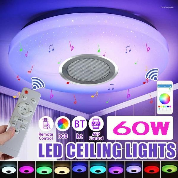 Deckenleuchten Smart Lamp LED 60W Star Light RGB Bluetooth Fernbedienung mit Musiklautsprecher für Raumküchenleuchten