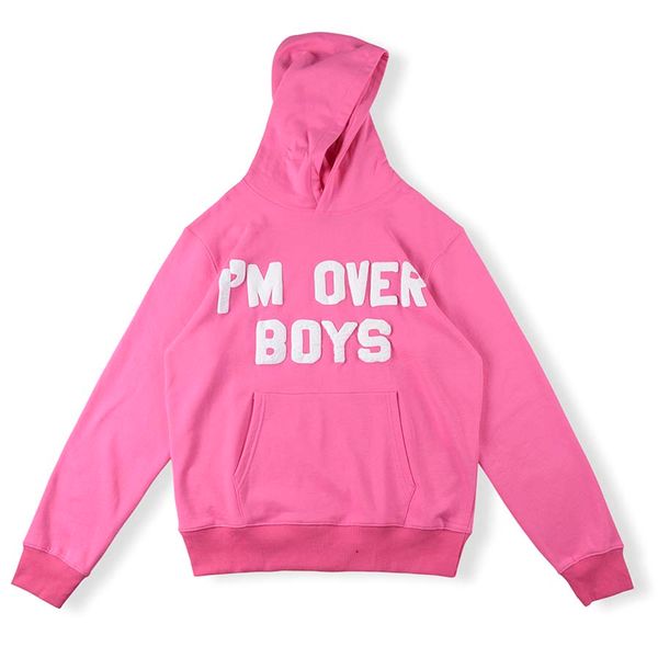 Felpe con cappuccio in schiuma Felpe con cappuccio Plus Size Uomo Donna Pink Puff Letter Printed Hip Hop Fleece Top da uomo