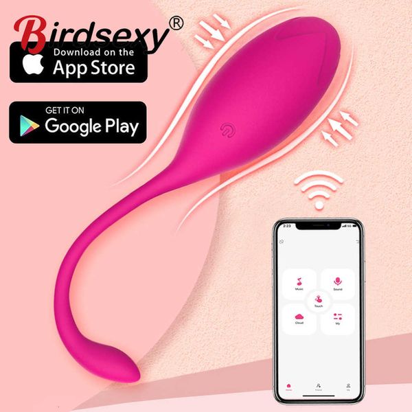 Vibrador de massageador de corpo inteiro Longa dist￢ncia Controle de aplicativo Dildo controle remoto ovo vibrat￳rio Bluetooth para mulheres Toys sexuais Casal 4BRP