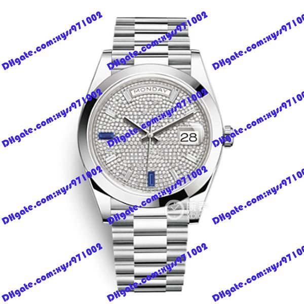 Hochwertige Herrenuhr 2813 Automaton 228206-0029, 40 mm, Diamant-Zifferblatt, luxuriöse blaue Edelstein-Armbanduhr, silberner Edelstahl, Saphirglas, 228206 Business-Uhren