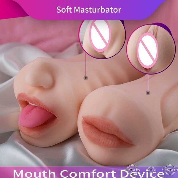 Massageador de corpo inteiro Vibrador Silicone vagina buceta verdadeira masturbadora masturbadora dupla dentes de boca aberta