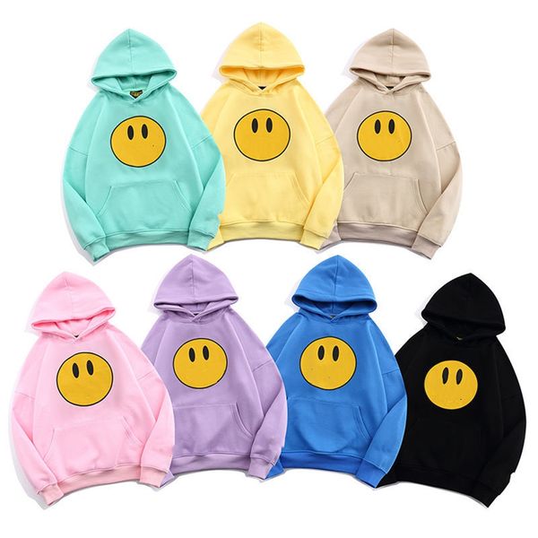 Fashionable hoodie for men and women with smiley face plus cashmere print loose pair autumn winter