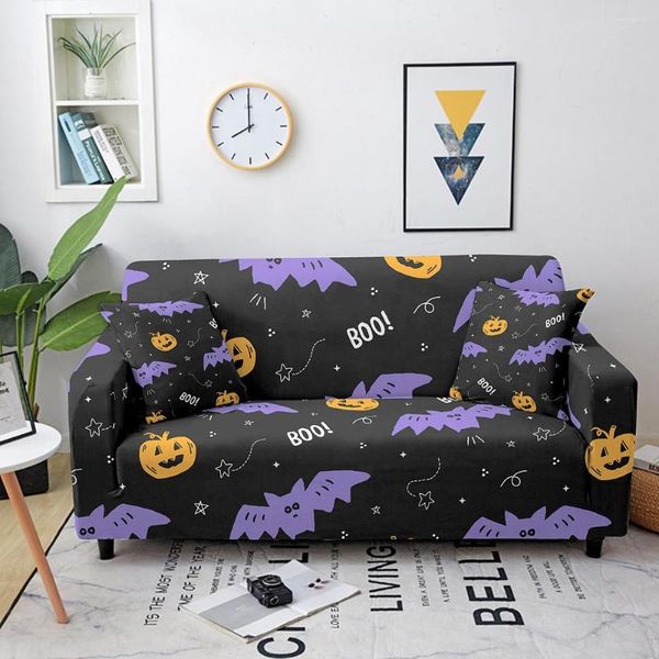 Stuhlhussen Halloween Fledermaus Kürbis Muster Sofabezug Wohnzimmer Elastisch Modern Mode 1/2/3/4 Sitz Universal Ecke