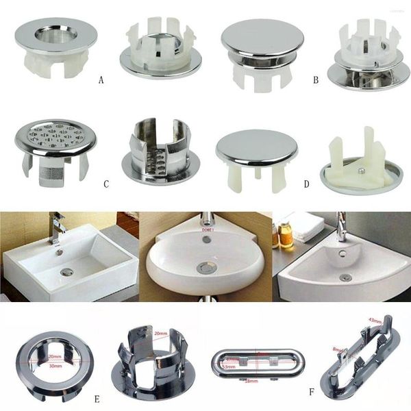 Set di accessori per il bagno, lavabo, troppopieno rotondo, anello di copertura, inserto di ricambio, rifiniture cromate, accessori per il bagno, artistico