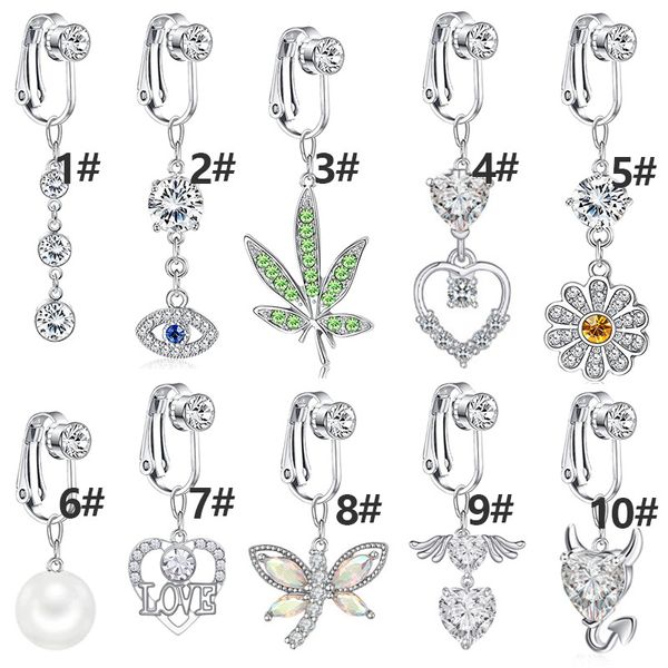 Mode Edelstahl Kristall Schmetterling Gefälschte Bauch Piercing Frauen Mädchen Faux Knopf Piercing Nombril Körper Schmuck