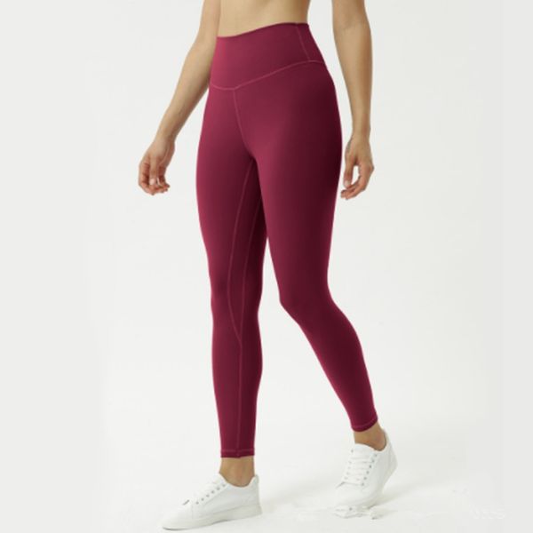 Lu Hizalama Limon Pantolon A-001 Likra Kumaş Düz Renk Kadın Yoga Pantolon Yüksek Bel Gym Giyim Taytlar Elastik Fiess Lady Açık Spor Pantolon
