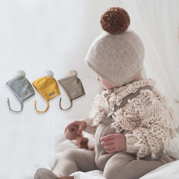 Cappellini Cappelli Stile coreano Autunno Inverno Unisex Carino Pompon Cotone Earflap Per nato Toddler Kids Girls Cap Baby Boy Beaine Bonnet 221203