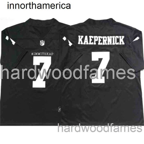 Stitched Custom #ImWithKap Colin Kaepernick # 7 Maglia nera Stiched Custom Jersey Uomo Donna Youth XS-5XL