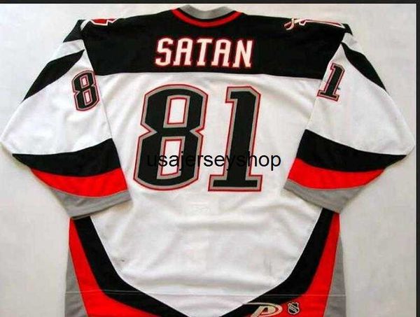 Hockey Jersey Uomo Gioventù donna Vintage hockey # 81 Miroslav Satan 2002-03 Gioco Hockey indossato Taglia S-4XL o personalizzato qualsiasi nome numbe