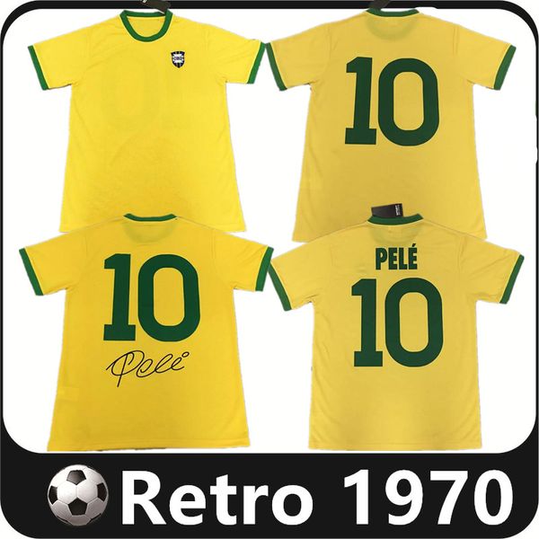 Brasil 1970 Jerseys Bele 1998 Retro Pele 10 Pele Classic Carlos Romario Soccer Jersey S XXL Camisa de Futeboll