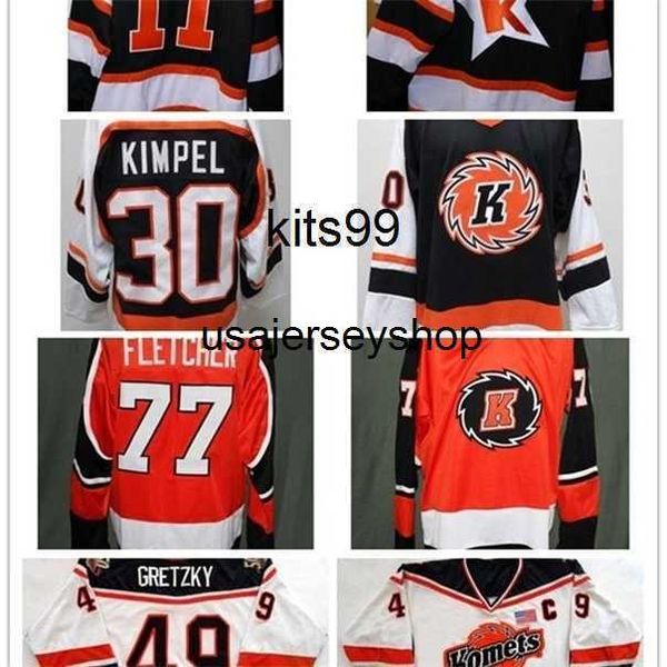 Passen Sie ECHL Fort Wayne Komets Herren Damen Kinder 49 Brent Gretzky 30 Kimpel 100 % bestickte Hockey-Trikots mit Goalit-Schnitt an