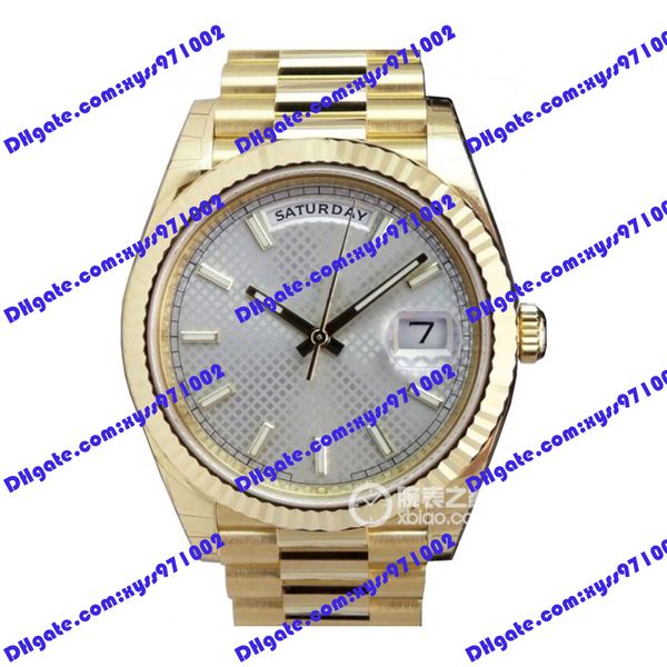 Hochwertige Herrenuhr 2813 Automatik 228238 Uhr 40 mm Silbernes diagonales Gitterzifferblatt Rechteckige Diamant-Armbanduhr 228239 Gold-Edelstahlschließe