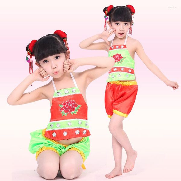 Stage Wear Children Chinese Folk Traje Kids Nezha com Headwears Girl Movie Performance Clothing 18