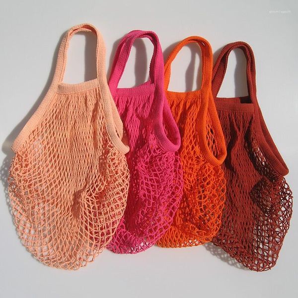 Bolsas de armazenamento Moda Shopping Shopping Fruit Grocery Totes Bag Mesh Toca ombro de algodão LX6397