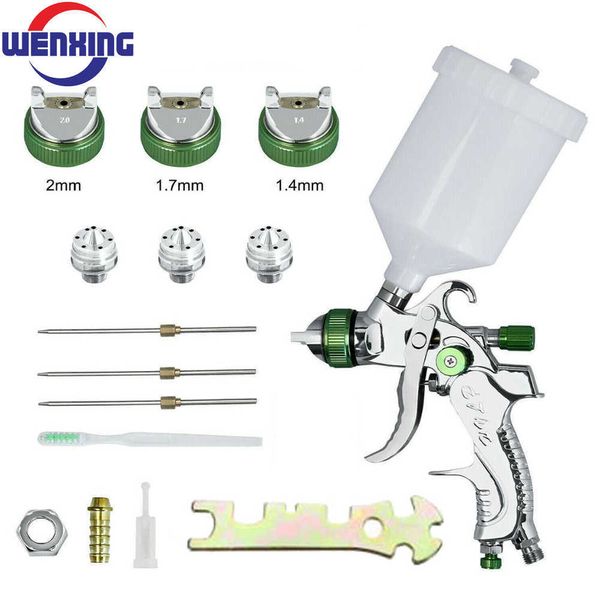 Wenxing Professional HVLP Spay Gun 1.4/1.7/2,0mm Airbrush de gravidade do bico para pintura de carro