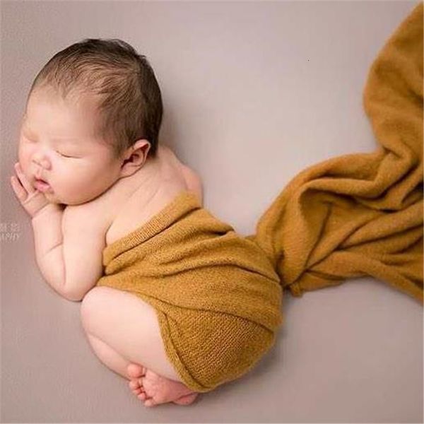 Mützen Hüte Fluffy Wrap Born Stretch Knit s Baby Jersey Pography Prop Swaddle Blanket Stuffer 221203