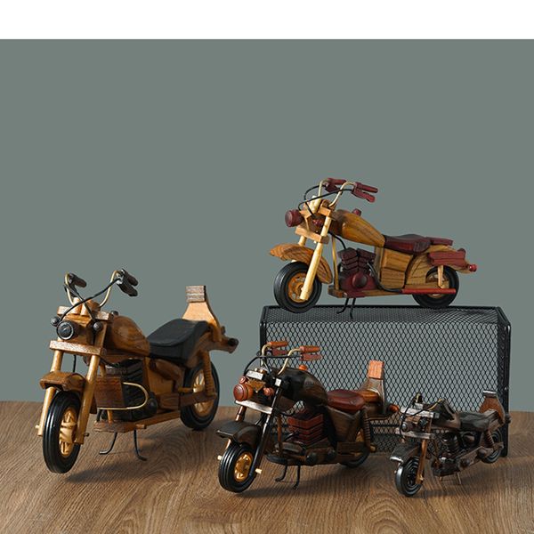 Dekoratif nesneler figürinler retro ahşap motosiklet model araba oyuncak bebek süsleri el yapımı ev ofis dekorasyon el sanatları çocukların doğum günü hediyeleri 221203