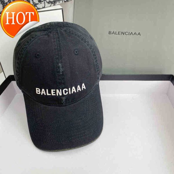 Ball Caps Balencaigass Hat 2022 Оригинальная высококачественная версия B Правильная вымытая отверстия B, чтобы сделать старый бейсболпти